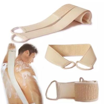 China Disposable Natural Sisal Back Scrub Belt With Long Handle Loofah Bath Belt Loofah Body Scrubber for sale