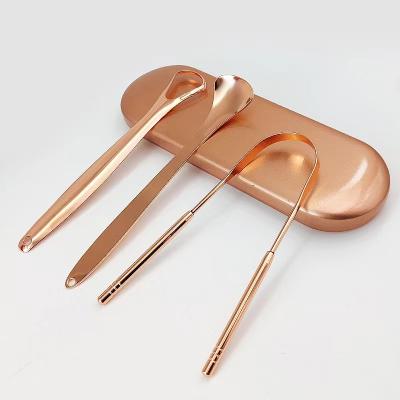 China Wholesale Portable Portable Copper Tongue Scraper Set Eco-friendly Tongue Scraper For Adults for sale