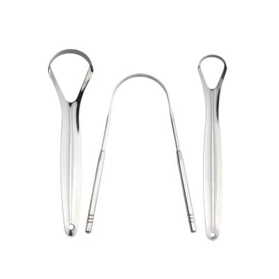 China Portable Reusable Oral Cleaning Tongue Scraper Set Logo Stainless Steel Tongue Scraper Customized by Surgical Grade for Adults for sale