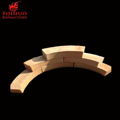 China High Alumina 48 Fireclay Brick Yellow Thin Round Curved Kiln Refractory Clay Fire Bricks for sale