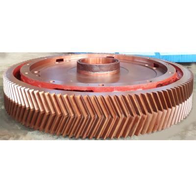 China Cement Customized CNC Helical Double Lathe Machining Rotary Kiln Forge Steel Pinion Ball Mill Bull Gear for sale