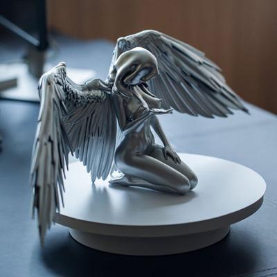 China Global Inner Crafts Art Angel Female Wings Ornament Resin Angel Wings Kneeling Cloak Hat for sale