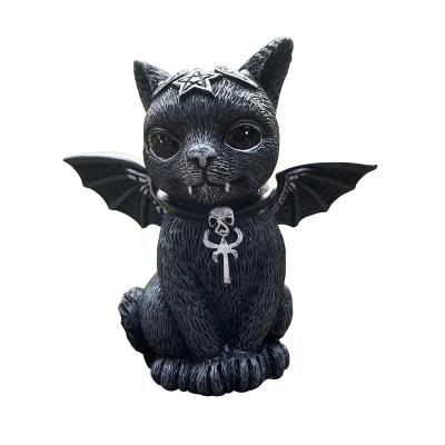 China Europe Halloween Magic Cat Resin Craft Ornament Animal Sculpture Gift Table Decorations for sale