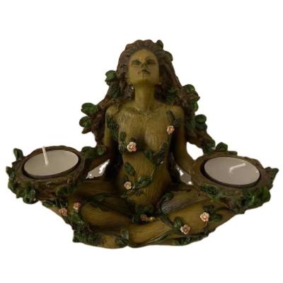 China Worlwide Forest Protector Natural Balance Candlestick Small Tree Female Spirit Candlestick for sale