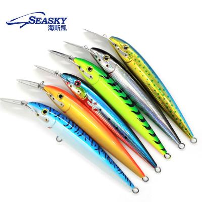 China Wholesale seasky ABS hard plastic floating minnow lure 60g 180mm with strong hooks artificial bait wobbler fishing lures for sale