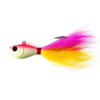 China Seasky Jig Head Lead Bucktail 168g Hand Tied Bucktail With Mylar Highlights Super Strong Black Nickel Saltwater Hook Fishing Lures SKL08 for sale