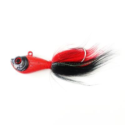 China Seasky Jig Head Lead Bucktail 168g Hand Tied Bucktail With Mylar Highlights Super Strong Black Nickel Saltwater Hook Fishing Lures SKL08-168G for sale