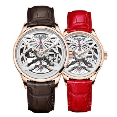 China Luxury Power Reserve Lover Couple Mechanical Movement Power Reserve 80 Hours Skeleton Pair Watches Automatic Watch for sale