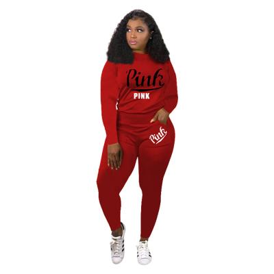 China 2021 New QUICK DRY Autumn Winter Fitness Sports Wear 2 Piece Letter Women Tracksuit Sets Logo Custom Sweatsuit for sale