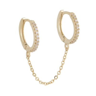 China 18k Gold Zircon Restriction Chain Fashion Minimalist Women's Fashion Minimalist Earrings Luxury Copper Earrings For Women for sale