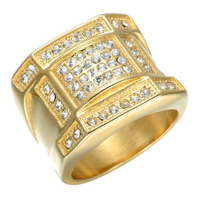 China Europe and America Shape Luxury Gold Plated Inch Personalized Eternity Punk Rings Men Big Hip Hop Ring for sale