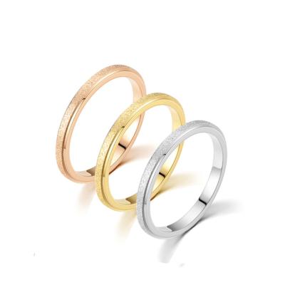 China Korean Style / Korean Style New Fashion Stainless Minimalist Plated Band Rose Gold Non Tarnish Couples Ring Women Rings for sale