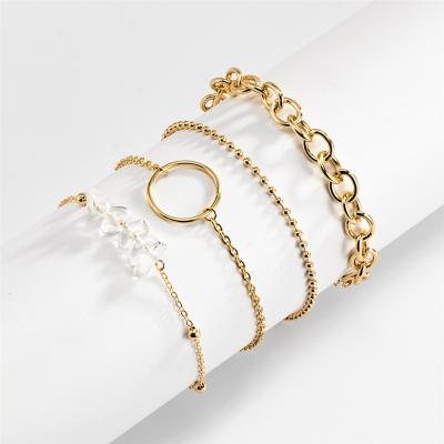 China Simple Beaded Thin Chain Bracelets Gem Bracelet Female Geometric Ring for sale