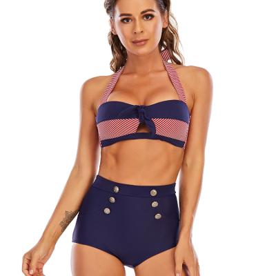 China 2022 New Triangle Rimless Breathable High Waist Bikini Button Plus Size Swimsuit for sale