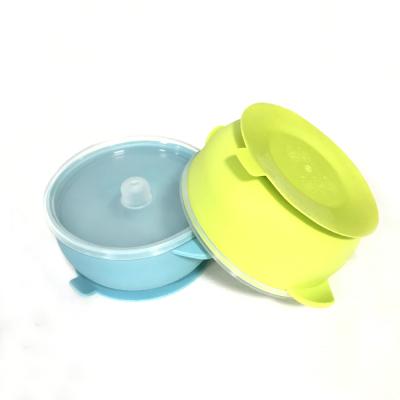 China Best BPA Free Stay Put Suction Baby Bowls With Silicone Spill Proof Lid Baby Feeding Bowls for sale