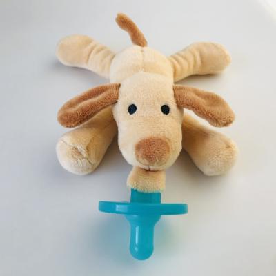 China BPA Free Stuffed Animal Toy Non-Detachable Pacifier Baby Doll Silicone Nipple Pacifier Holder for sale