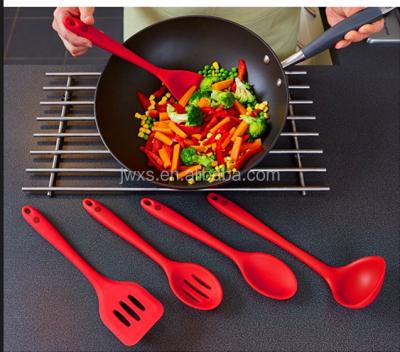 China Sustainable Manufacturer Cherry Red Food Grade Silicone Kitchen Accessory , Silicone Kitchen Utensil Set for sale