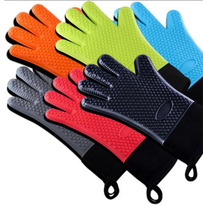 China Hot Selling Extreme Eco-friendly Silicone Printing Grill Mitts Oven Gloves Heat Resistance Barbecue Gloves for sale