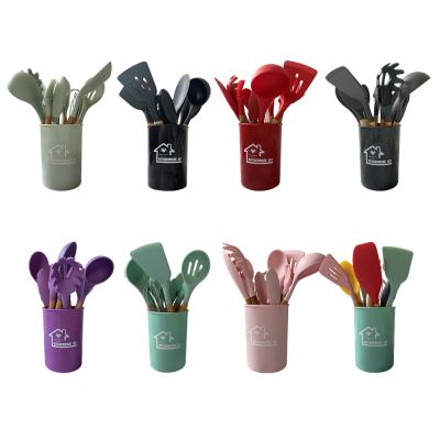 China Viable Heat Resistant Kitchenware Kitchen Utensils Silicone Kitchen Utensil Set of 12 Piece Accessories for sale