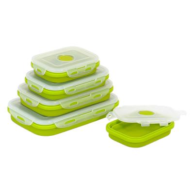 China Modern Silicone Food Storage Container Lunch Bento Box Storage Boxes Foldable Viable Rectangle for sale