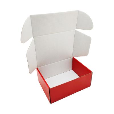 China Luxury matte red transport courier gift box recyclable hot sale corrugated paper box flat folding packing box for sale