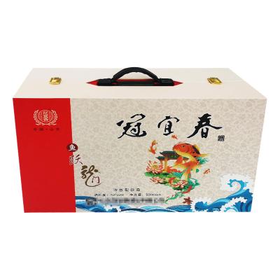 China Custom Recyclable Wholesale Black Luxury Red Wine Flip Portable Packing Box for sale