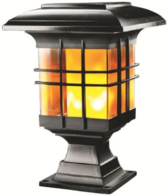 China Fence Flickering Flame Solar Lantern Outdoor Radio Easy Install Solar Flame Post Dancing Light for sale