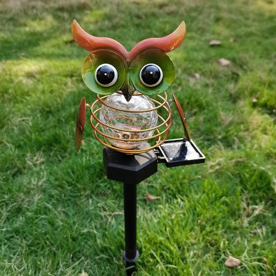 China Outdoor Garden Solar Power Path Light Metal Owl With Slot Ball Led Pathway Light Solar Light for sale