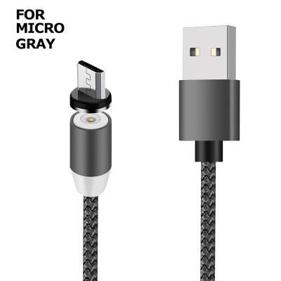 China Strong Magnetic Charging Nylon Braided Led Cable Mobile Phone Charger Charging Magnetic Micro USB Cable for sale