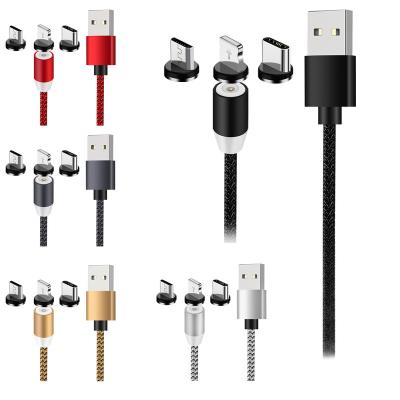 China Strong Magnetic Charging Nylon Braided Led Cable Mobile Phone Charger Charging Magnetic Micro USB Cable for sale