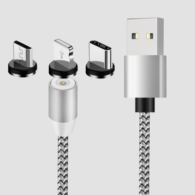 China Strong Magnetic Charging Cable 3 in 1 Connectors Magnetic Usb Cable 2A Magnetic Usb Charging Cable for Iphone XS and Smartphone for sale