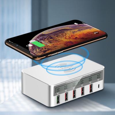 China 100w Cell Phone Mobile Phone Charging Station USB Travel Power Adapter Palladium Qi Fast Wireless Charger For iPhone iPad Samsung for sale