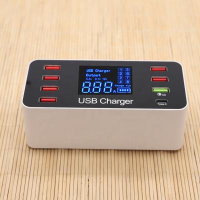 China 8Usb Type C Charger MP3/MP4 Player Universal Quick Charge 3.0 Station Led To Show Fast Power Adapter Charging Mobile Phone USB Desktop Charger for sale