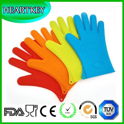 China Silicone Oven Mitts Grilling BBQ Cooking Baking Smoking Heat Resistant Gloves for sale