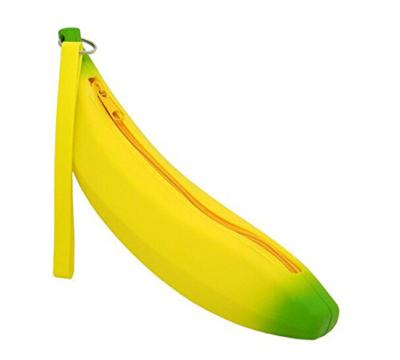 China Emulational Banana Shaped Mini Pencil Case Silicone Coin Purse for sale