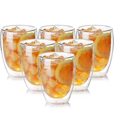 China Durable Borosilicate  Heat Resistant Crystal Double Wall Drinking Glasses Cup for sale