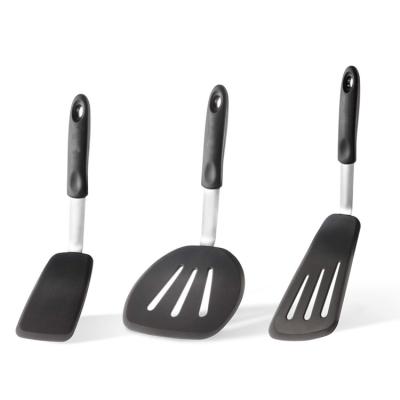 China Ultra Flexible Set of 3 High Heat Cooking Utensils Silicone Turner Spatula for sale