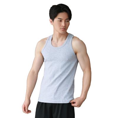 China Hot Sale 100% Cotton Gym Fitness Soft Breathable Ribbed Absorb Wife Beater Sweat Basic Empty Tank Tops Men for sale