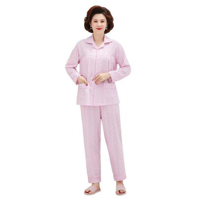 China Breathable Long Sleeve Pants Spring And Floral Lapel Pajamas Autumn Women Pajamas For Middle Ages for sale