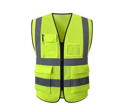 China High Visibility Wholesale Reflective Mesh Reflective Vest With Multiple Pocket And Zipper Color Options for sale