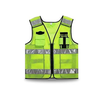 China Factory Price Custom High Visibility Strips Traffic Logo Reflective Vest Top With Zipper Workwear for sale