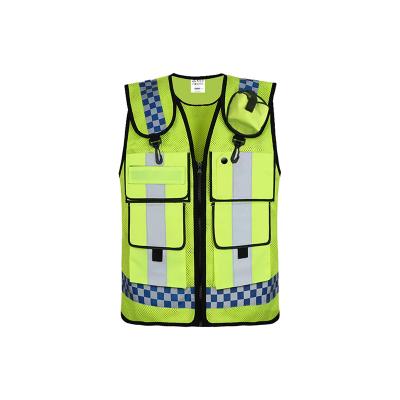 China Factory Price Custom High Visibility Strips Traffic Logo Reflective Vest Top With Zipper Workwear for sale