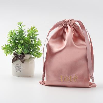 China Wigs Wholesale Silk Bag For Wigs Pink Dust Stain Gift Jewelry Silk Bag for sale