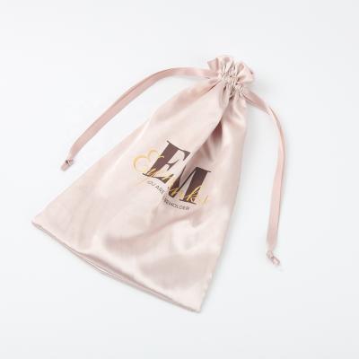 China Champagne Satin Bag Drawstring Jewelry Silk Bag Luxury Silk Gift Packaging Pouch Soft Faux Silk Dust Dust Bag for sale