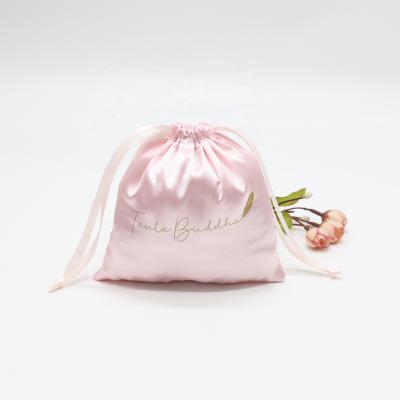 China Hair Customized Colorful Silk Drawstring Bag For Hair Gift Luxury Jewelry Small Silk Pouch for sale