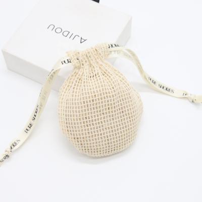 China Promotion Customized Drawstring Gift Organic Cotton Soap Bag Natural Mesh Cotton Soap Pouch Cosmetic Pouch for sale