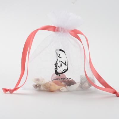 China Promotion Custom Logo Printed Organza Hair Extension Bag for Cosmetic Packages Organza Gift Drawstring Bags for sale