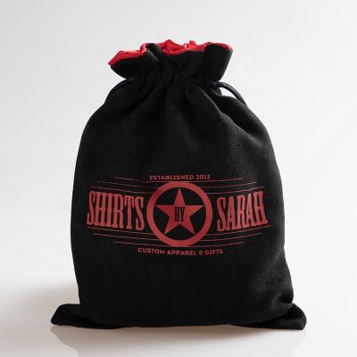 China Custom Logo Printed Suede Drawstring Bag Recyclable With Satin Lining Soft Suede Gift Pouch For Clothing for sale