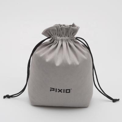 China Custom Logo Square Bottom Drawstring Pouch Microfiber Packing Bags for sale