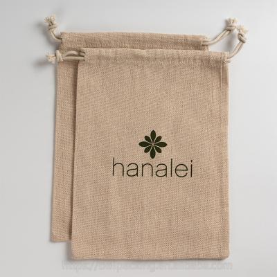 China Cosmetic Promotional Jute Cosmetic Drawstring Bag Logo Jute Makeup Packaging Pouch Custom Made for sale